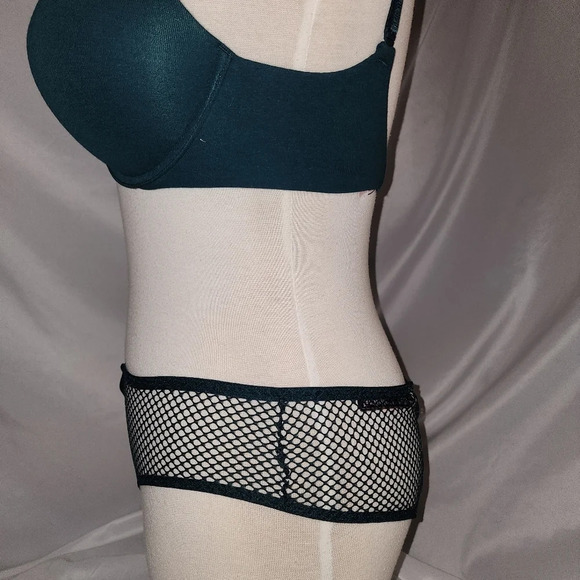 Victoria’s Secret Matching Set Bombshell Bra/Fishnet Cheeky Panty-32D/Small - Picture 6 of 15